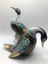 Vtg H.F.P. MACAU Supervision TOYO Porcelain Duck Goose Hand Painted RARE 5” Tall picture