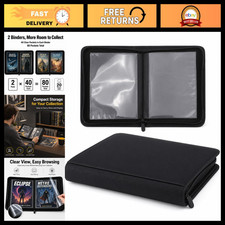 2 Pack Comic Book Binders - 40 Pocket Storage, Durable Black PU Leather picture
