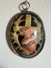 Late 1800’s Antique Monastery Reliquary Sacred Heart Nun’s Work picture