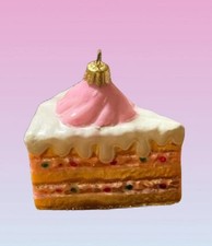 IMPULS Mouth Blown & Hand Painted Traditional Glass Pink Layer Cake Ornament picture