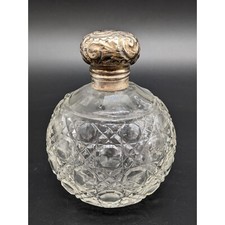 Antique English Cut Crystal and Sterling Silver Perfume Bottle J Co & Co Ltd Bir picture