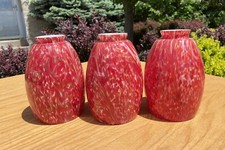 ~STUNNING~ Red Swirled Art Glass Pendant Shades :  2 1/8” Fitter Murano Style picture