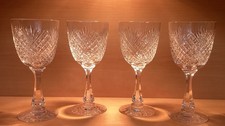 Set of 4 Hawkes Cut Glass Strawberry, Diamond & Fan #7240 Water Goblets 7 5/8