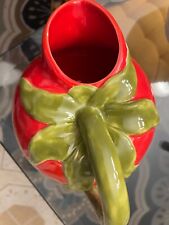 VINTAGE ITALY MADE CERAMIC TOMATO-SHAPED PITCHER #9417 picture