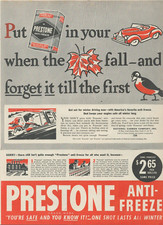 1946 Prestone Anti-Freeze When Put In Car Leaves Fall & Forget It Till Print Ad picture
