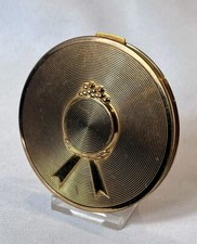 Vtg Dorothy Gray Compact Goldtone Hat Top Mirrored Powder Box With Puff picture
