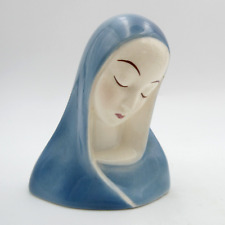 Goldscheider Blue Madonna Mary Bust Figurine 4.5 inch Porcelain VTG Signed USA picture