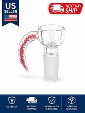 14mm RED Horned 7-Hole Built in Screen Thick Glass Slide Bowl Piece picture