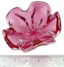 Chribska Blown Glassworks Josef Hospodka Vintage Bohemian Cranberry Vase 1960’s picture