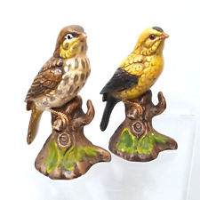1960s Inarco Bird Figurine Lot 2 Finch On Branch Handpainted Vintage picture