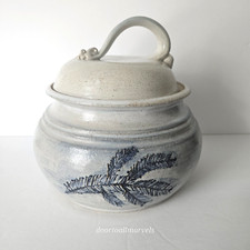 VTG Minocqua Wisconsin Covered Bowl Pot Salt Glaze Stoneware Signed DUDA 1986 picture