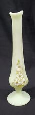 Fenton Daisies on Satin Custard Glass footed BUD VASE handpainted D Anderson 8.5 picture