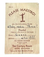 1940’s Music Request Post Card At Hotel Adolphus In Dallas Tx  picture