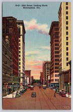 Birmingham Alabama AL 20th Street North Streetcars Postcard 1942 picture