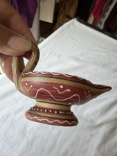 vintage mid-century Italian ceramic oil lamp or candle holder from Deruta, Italy picture