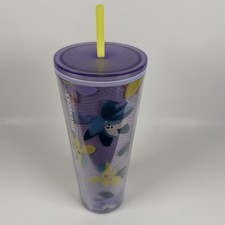 Starbucks Tumbler Pansy Purple Lilac Lavender Flower Cold Venti Coffee Cup 24oz  picture