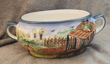 Vintage WCL Ceramic Soup Terrain Oval Fall Harvest Farm. Missing Lid picture