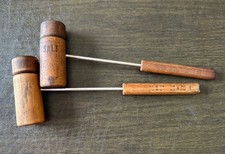 Vintage 1950's Androck BBQ Utensils Wood Handle Wooden Salt & Pepper Shaker 12” picture