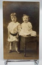 Vtg c. 1900's RPPC Two Young Children Postcard picture