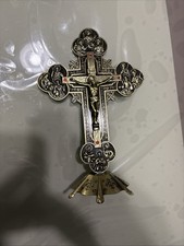 Antique Bronze INRI Catholic Religious Altar Standing Wall Crucifix Cross Church picture