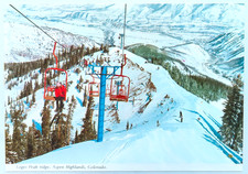 Loges Peak Aspen Highlands Postcard Vintage Chrome Colorado Ski Travel Snow CO picture