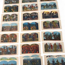 1912–1913 Greek Balkan Wars stereoscopic card set with box, 24 color lithographs picture