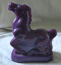 Vintage 1981 Glass Joey the Horse Figurine Plum Slag Set 2 B Diamond Mark picture