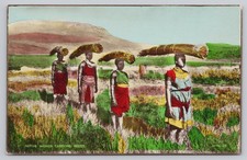 VTG RPPC Hand Tinted Postcard Native Women Carrying Reeds Cape Town South Africa picture