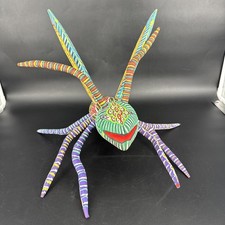 Mexican Oaxacan Alebrije Hand Carved Painted Wood Winged Creature Folk Art picture