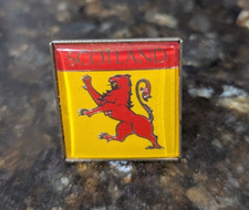 Vintage Scotland Lion Rampant Flag Scottish Enamel Badge Pin 1” Long Yellow Red picture