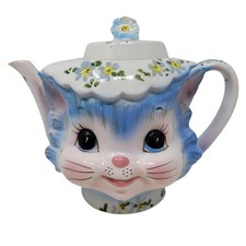 Vintage Lefton Miss Priss Kitty 4 Cup Teapot Cat Kitschy Anthropomorphic Rare picture