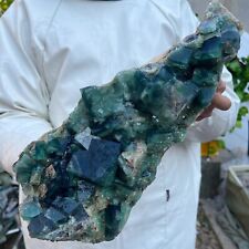 13lb NATURAL Green Cube FLUORITE Quartz Crystal Cluster Mineral Specimen picture