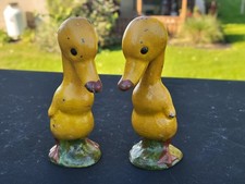 Rare Pair Antique Hubley Lancaster Pa Cast Iron Painted Duck Childs Doorstop Toy picture