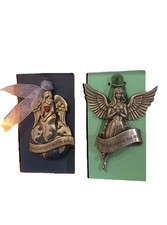 Set Of 2 Gloria Duchin Signed Angel Ornaments Pewter New picture