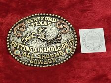 CHAMPION PRO RODEO ALL AROUND TROPHY BUCKLE☆HEREFORD TEXAS☆VINTAGE☆RARE☆272 picture