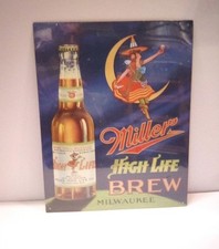 Miller High Life Brew Milwaukee Tin Metal Sign 12.5