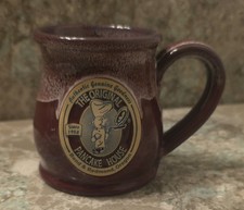 Deneen Pottery Crandberry /White Round Belly Ceramic Mug Original Pancake House picture