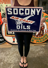 Antique Vintage Old Style Socony Aircraft Oil Made in USA picture