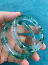 A Pair Excellent Pure Chinese Jade Bangle Bracelets 55mm(inner diameter)  picture