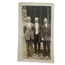 Vintage 1925-49 Men Suits Yard Snapshot Photo 3x4.75 Sepia Gelatin Orig picture
