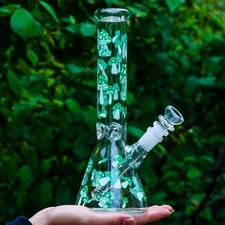 ✨10inch Heavy Glass Bong Mushroom Water Pipe Smoking Beaker  14mm Bowl hookah picture