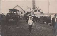 Steamboat Landing Port Jefferson New York NY Park City Wagon RPPC 1909 Postcard picture
