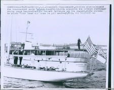 1958 President Eisenhower Yacht Barbara Anne Challenger Politics Wirephoto 7x9 picture