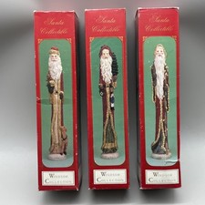 Vtg Windsor Collection Pencil Santa Figurine Lot 3 25467 Skinny Resin 12” Boxed picture