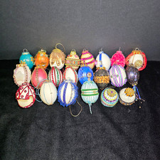 (24) Handmade Beaded Egg-Shell Christmas Ornaments Multicolor Lot picture