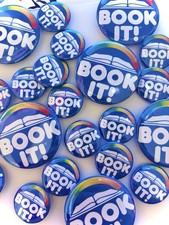 Book It Pin Buttons Set Of 12 Reading Challenge Nostalgia Gift Teacher Students picture