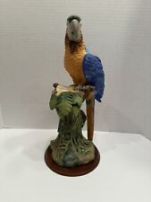 Blue Macaw Porcelain Parrot Figurine - 14 1/2