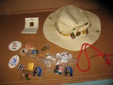 Vintage Boy Scouts Bucket Safari Hat With 15 Pins And Extras picture