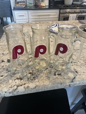 Philadelphia Phillies Mug O' Nuts Glass Beer Mug Stein~empty Vintage Logo 🔥(3) picture
