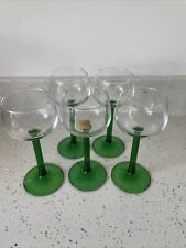 Vintage Durand Luminarc Rhine Wine Glasses X5 Long Green Stem 5oz Made in France picture